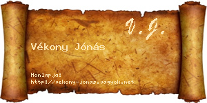 Vékony Jónás névjegykártya